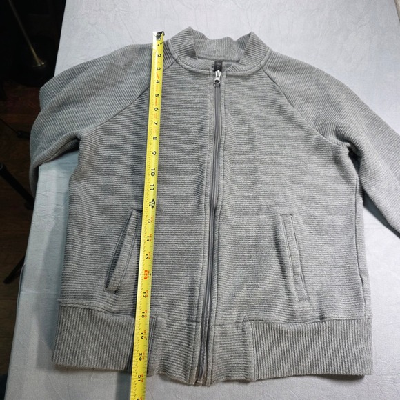 Gaiam Womens Small Heather Gray Ribbed Full Zip Bomber Track Jacket Mock Neck - Picture 4 of 9